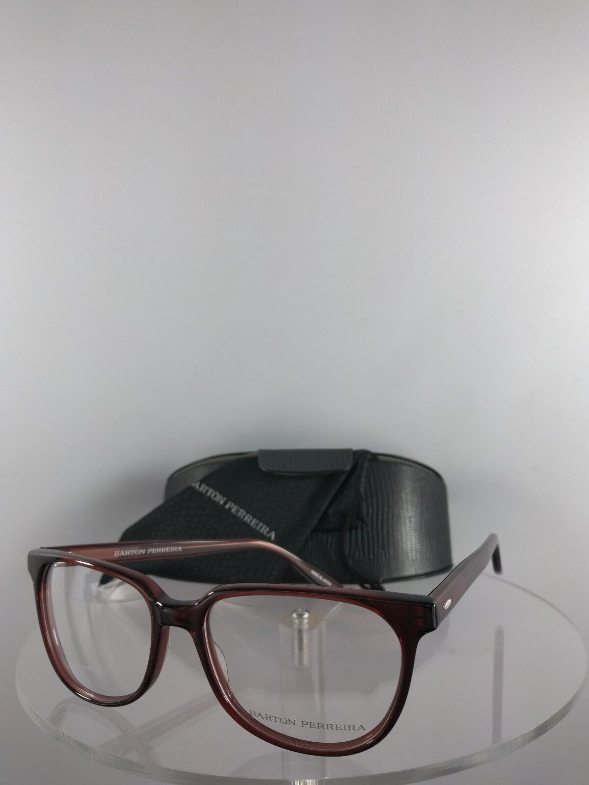 Brand New Authentic Barton Perreira Eyeglasses Novak SBR Burgundy Transparent