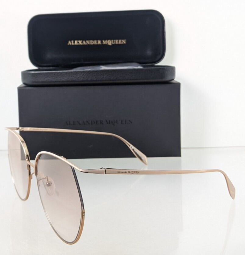 Brand New Authentic Alexander McQueen Sunglasses AM 0255 Gold 004 61mm Frame