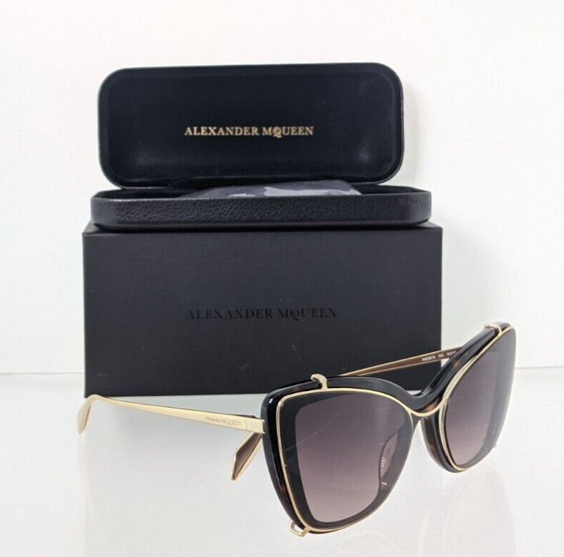 Brand New Authentic Alexander McQueen Sunglasses AM 0261 Gold 002 54mm Clip on