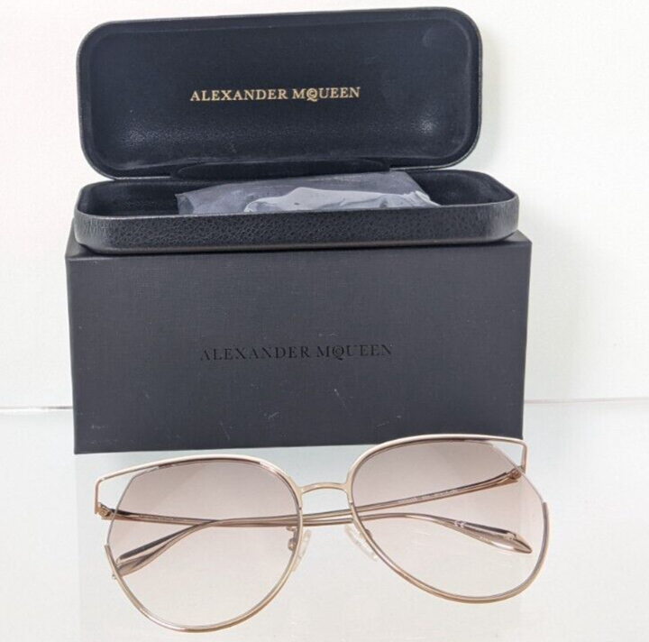 Brand New Authentic Alexander McQueen Sunglasses AM 0255 Gold 004 61mm Frame