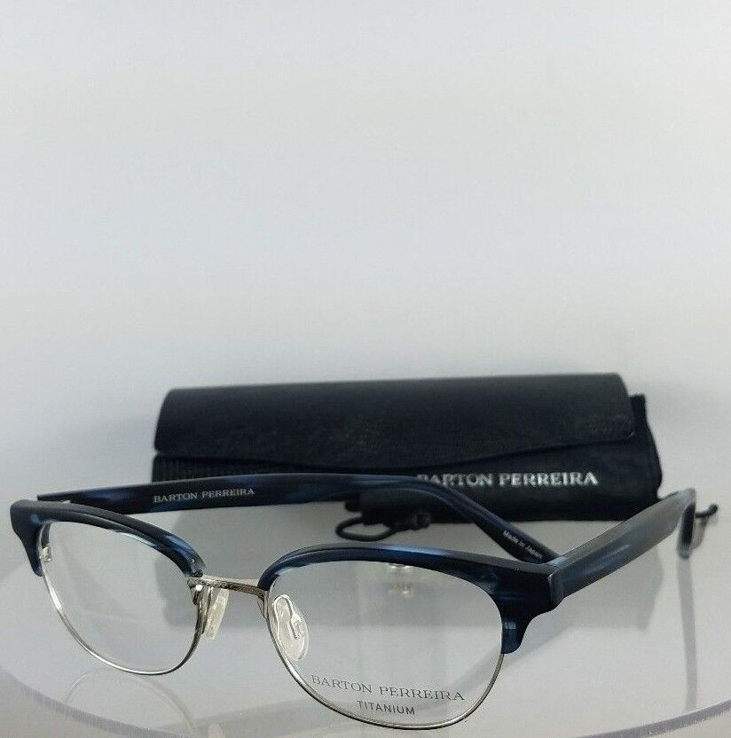 Brand New Authentic Barton Perreira Eyeglasses Estelle MMI/SIL Blue Frame