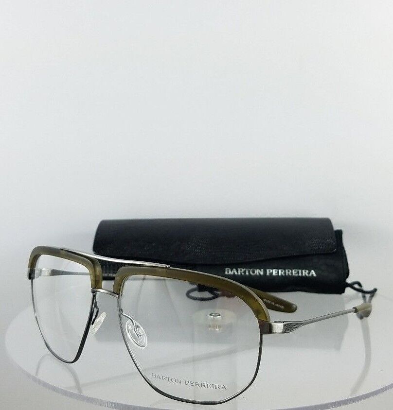Brand New Authentic Barton Perreira Eyeglasses RHYGING MKE/Pew Green Silver