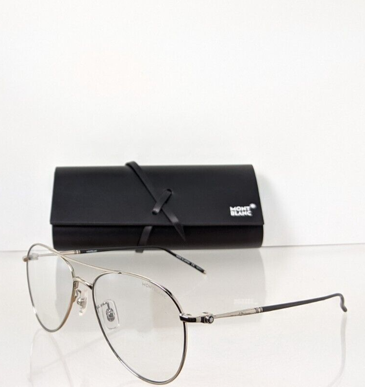 New Authentic Mont Blanc Eyeglasses MB 0128 009 Silver 58mm Frame MB0128