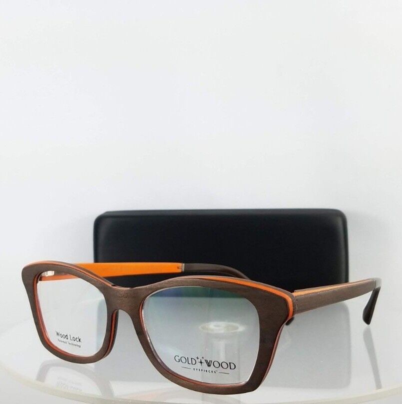 Brand New Authentic Gold and Wood ELECTRA 02 52mm Brown Orange Frame