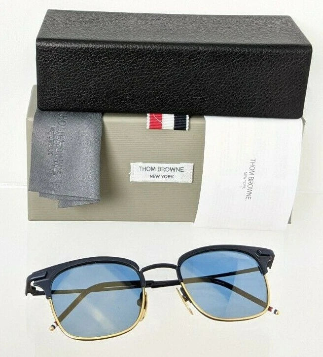 Brand New Authentic Thom Browne Sunglasses TBS 102-C-T Navy Gold TB102 Frame