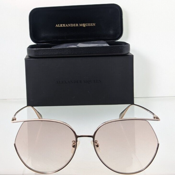 Brand New Authentic Alexander McQueen Sunglasses AM 0255 Gold 004 61mm Frame