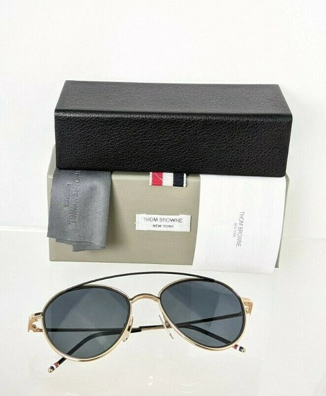 Brand New Authentic Thom Browne Sunglasses TBS 109-A-T Gold Black TB109 Frame
