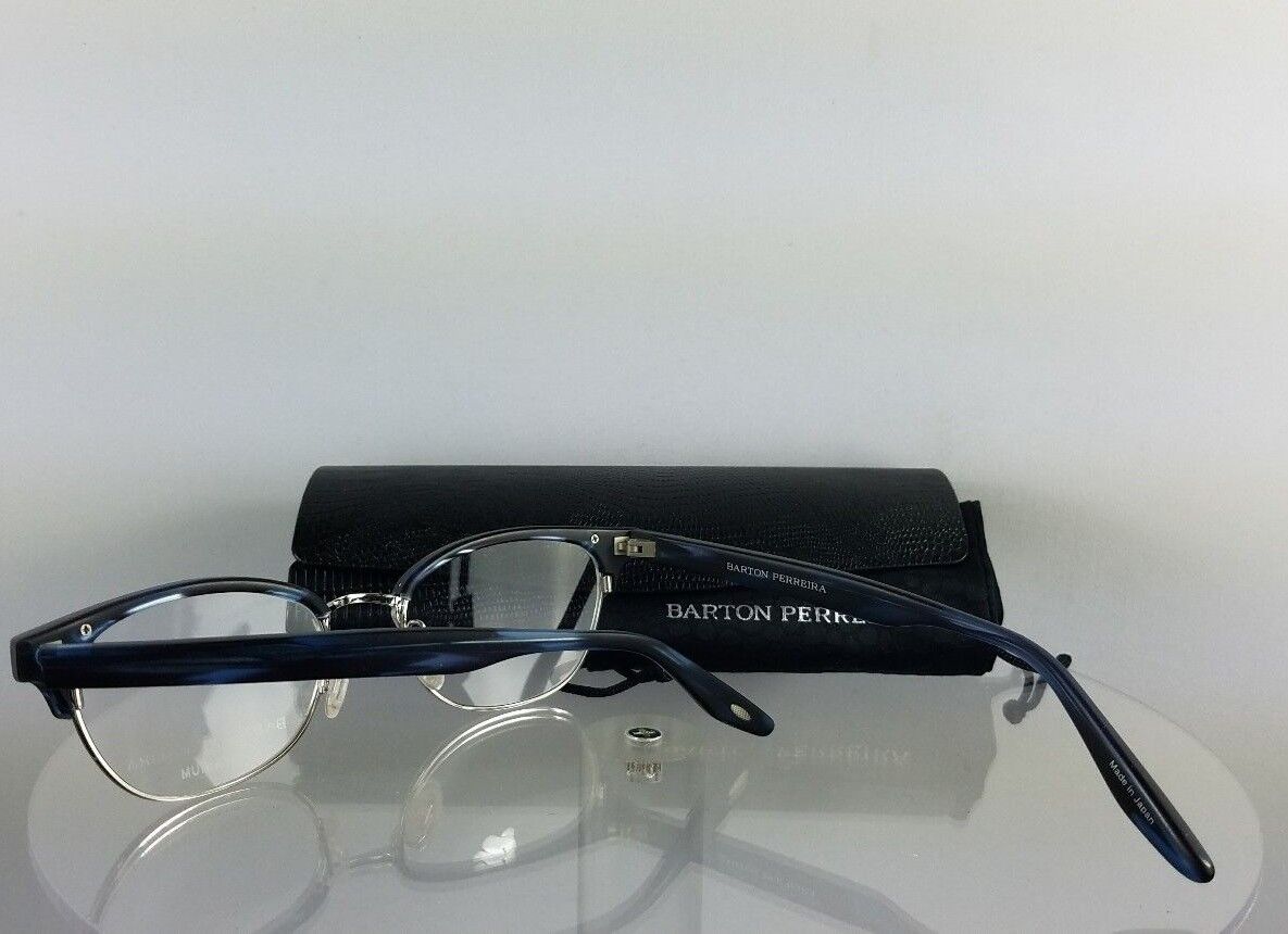 Brand New Authentic Barton Perreira Eyeglasses Estelle MMI/SIL Blue Frame