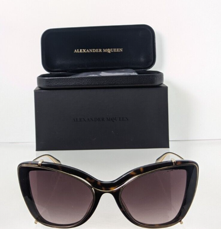 Brand New Authentic Alexander McQueen Sunglasses AM 0261 Gold 002 54mm Clip on