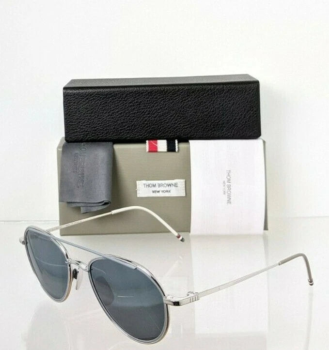 Brand New Authentic Thom Browne Sunglasses TBS 109-B-T Silver Grey TB109 Frame