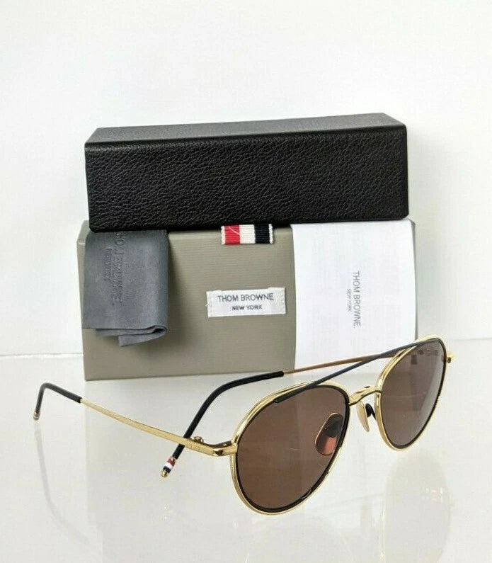 Brand New Authentic Thom Browne Sunglasses TBS 109-C-T Gold Navy TB109 Frame