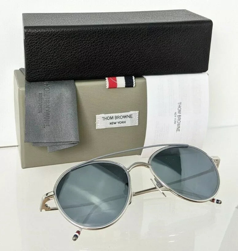 Brand New Authentic Thom Browne Sunglasses TBS 109-B-T Silver Grey TB109 Frame
