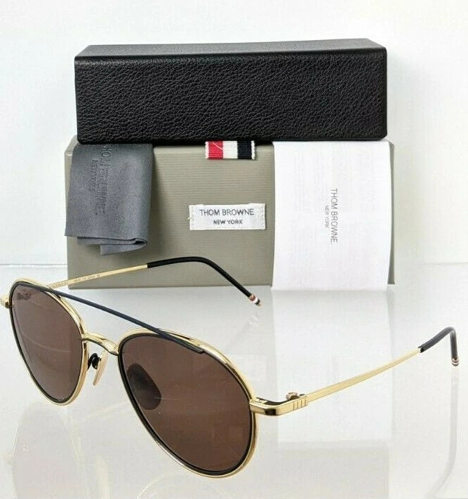 Brand New Authentic Thom Browne Sunglasses TBS 109-C-T Gold Navy TB109 Frame