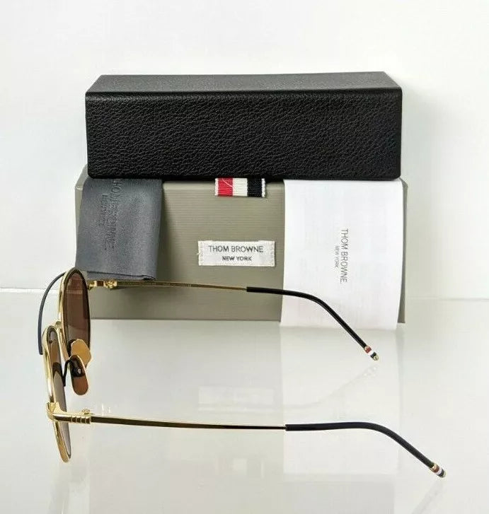 Brand New Authentic Thom Browne Sunglasses TBS 109-C-T Gold Navy TB109 Frame