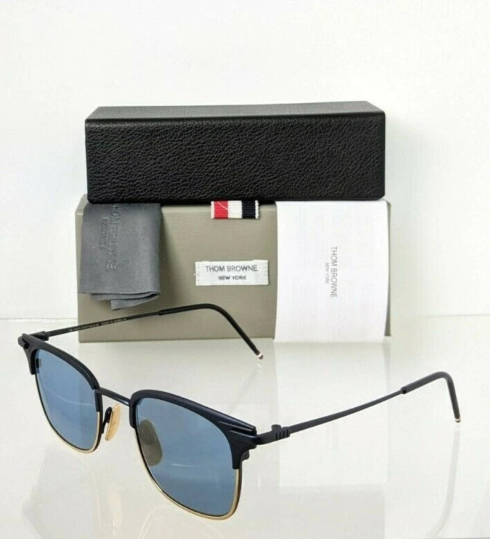Brand New Authentic Thom Browne Sunglasses TBS 102-C-T Navy Gold TB102 Frame