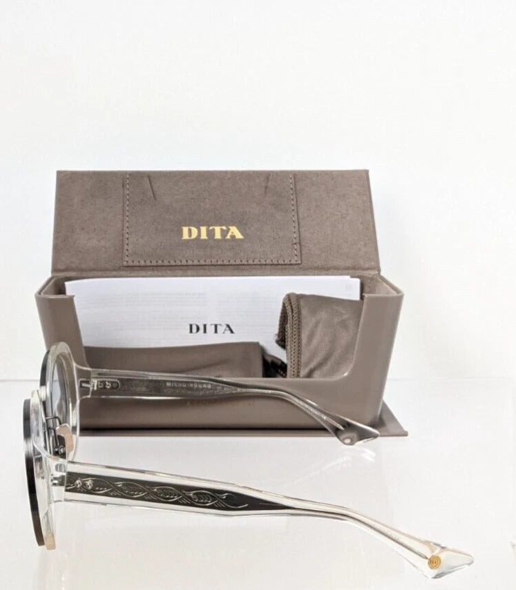 New Authentic Dita Sunglasses MICRO-ROUND DTS 406-A-03 Transparent & Gunmetal