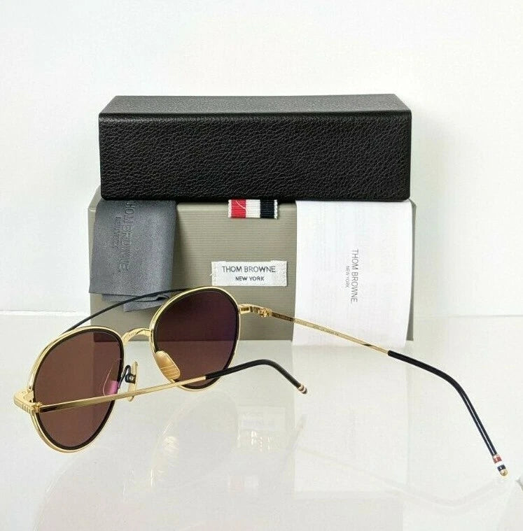 Brand New Authentic Thom Browne Sunglasses TBS 109-C-T Gold Navy TB109 Frame