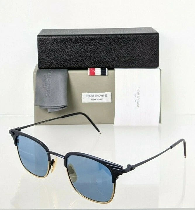 Brand New Authentic Thom Browne Sunglasses TBS 102-C-T Navy Gold TB102 Frame