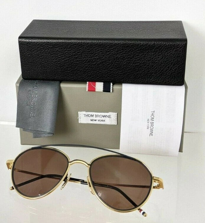 Brand New Authentic Thom Browne Sunglasses TBS 109-C-T Gold Navy TB109 Frame