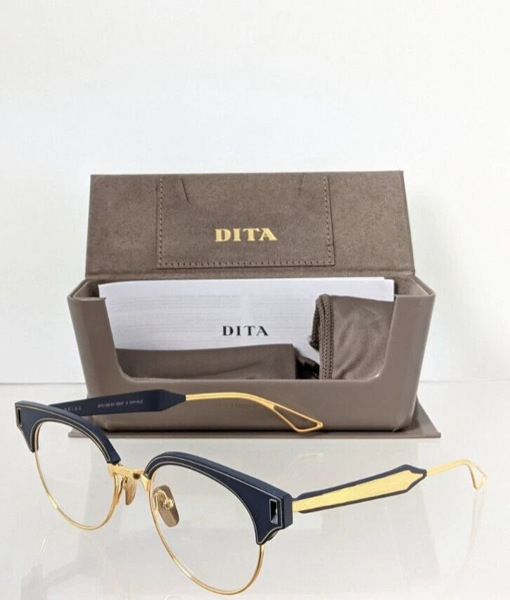 Brand New Authentic Dita Eyeglasses BRIXA Two DTX109-51-03AF 51mm Navy Gold