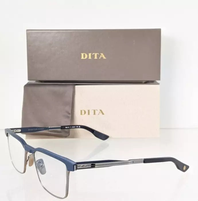 New Authentic Dita Eyeglasses Senator Three DTX-137-A 02 Navy Silver 53mm Frame