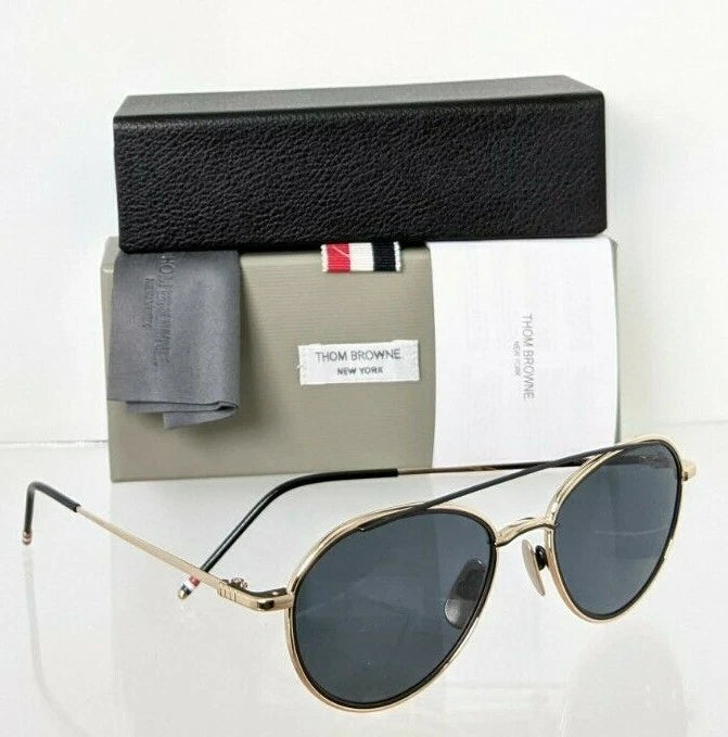 Brand New Authentic Thom Browne Sunglasses TBS 109-A-T Gold Black TB109 Frame