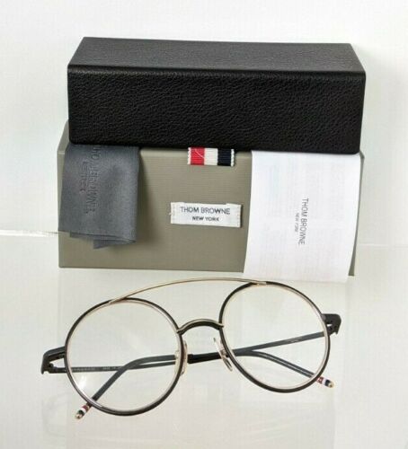 Brand New Authentic Thom Browne Eyeglasses TBX108-A-BLK Gold TB108 50mm Frame