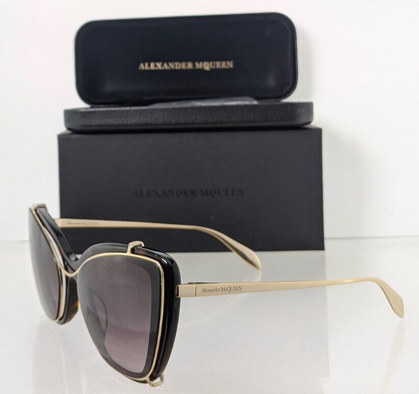 Brand New Authentic Alexander McQueen Sunglasses AM 0261 Gold 002 54mm Clip on