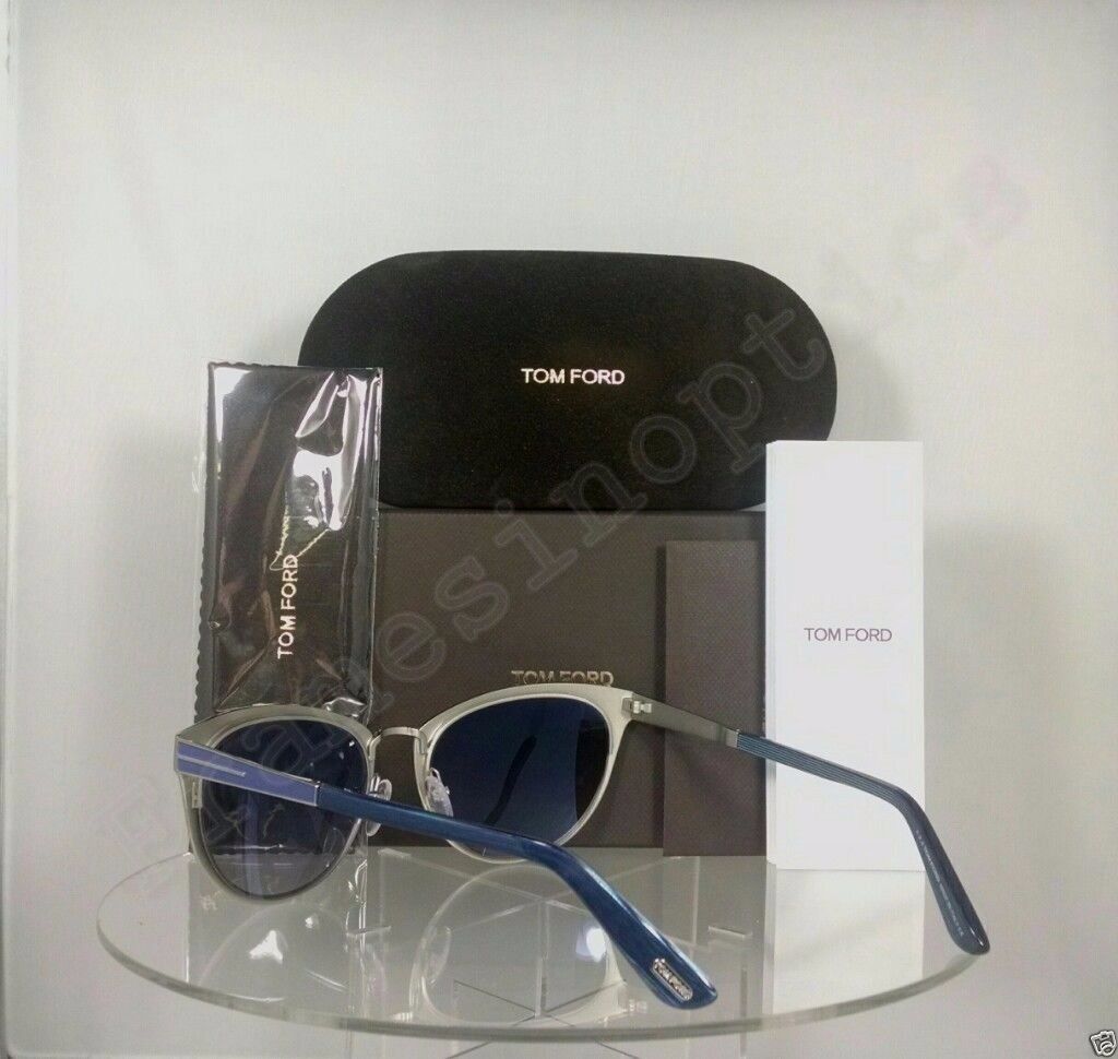 New Authentic Tom Ford Nina TF0373 86Z Sunglasses Blue Gunmetal Frame TF 373
