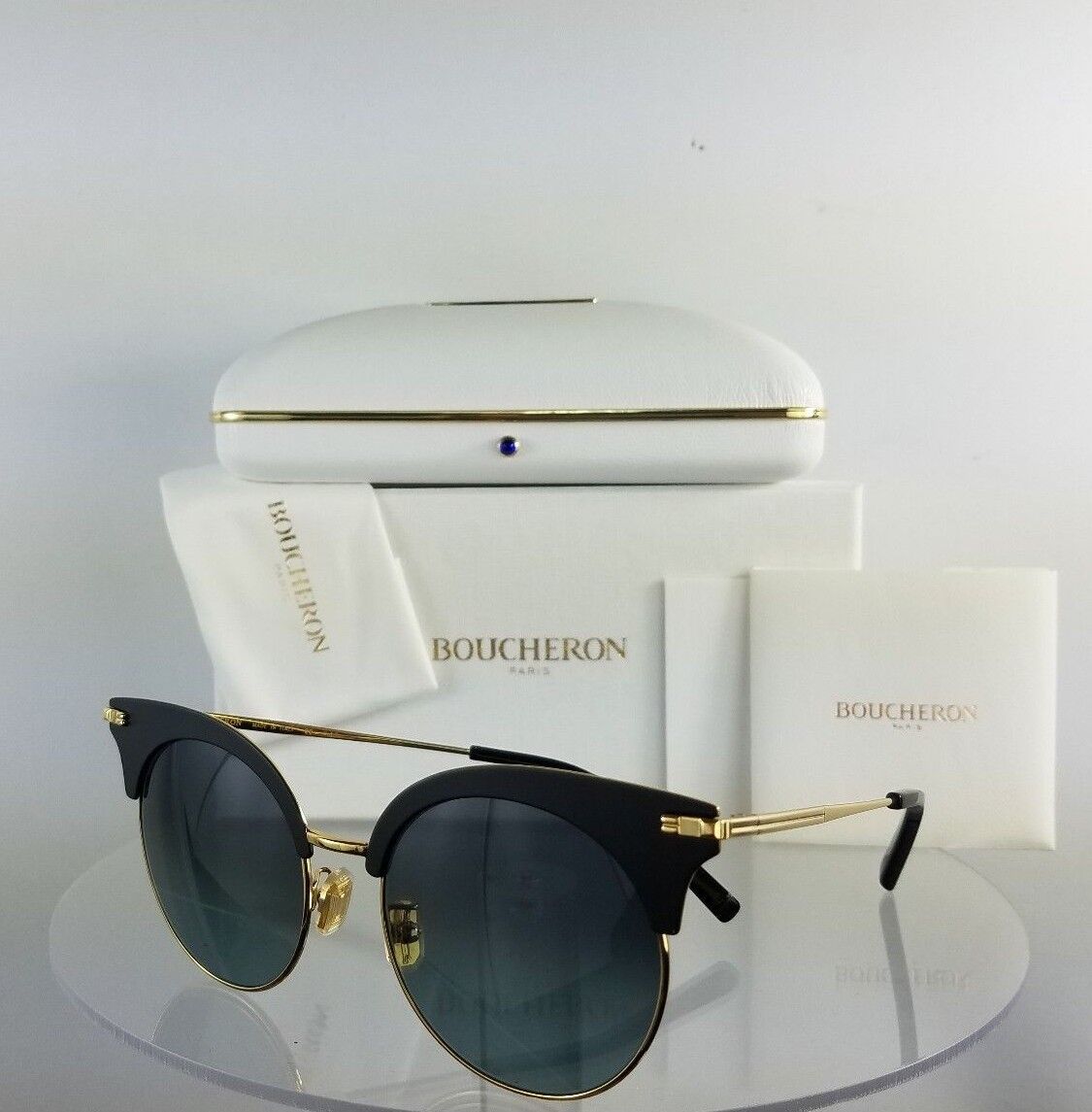 Brand New Authentic Boucheron Sunglasses BC0039S 001 Black Gold Frame 0039