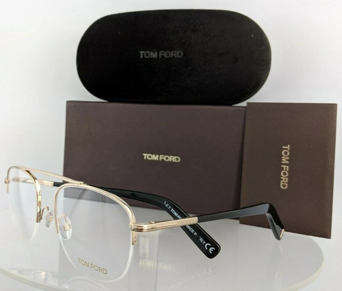 Brand New Authentic Tom Ford Eyeglasses FT TF 5450 028 49mm Gold Black Frame