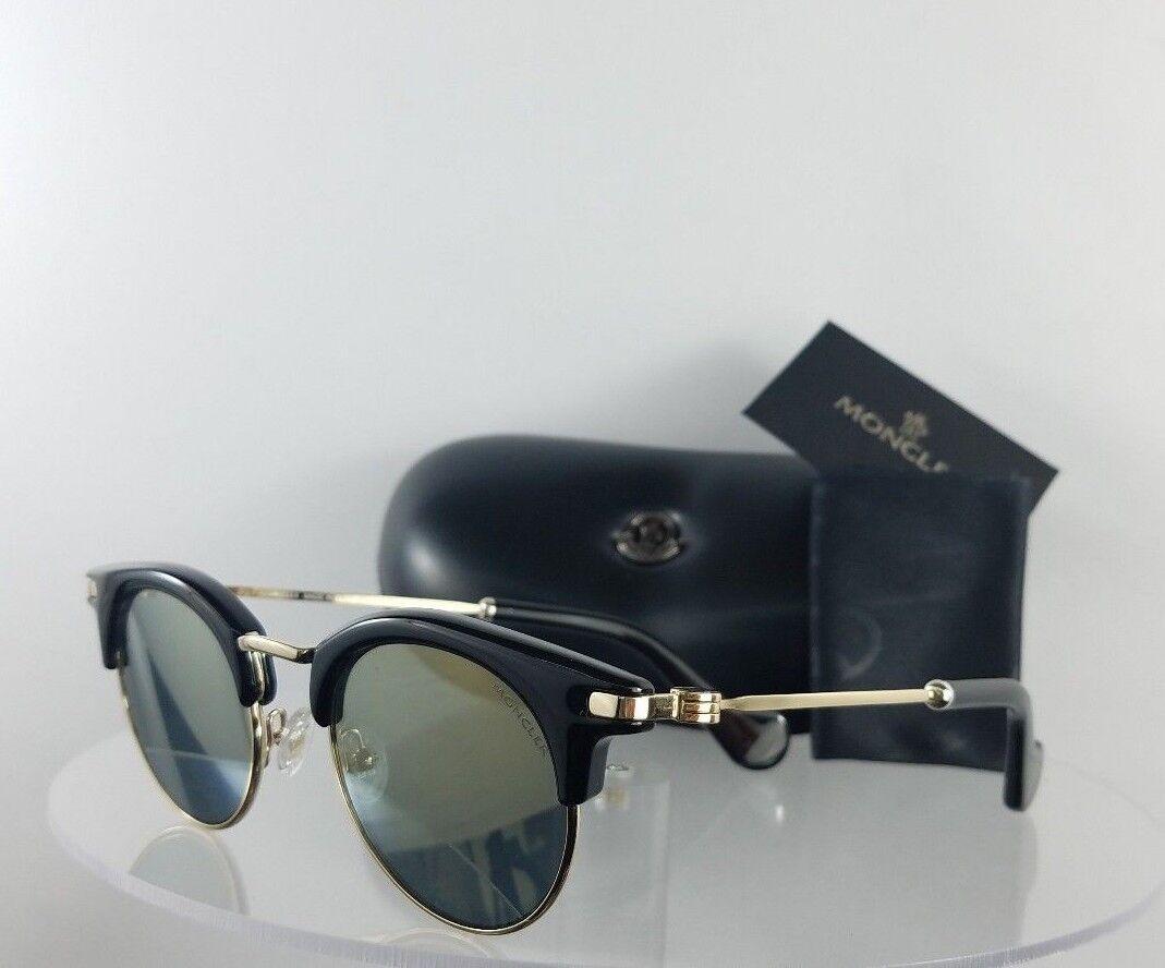 Brand New Authentic Moncler Sunglasses ML 0035 01A Shiny Black Gold 47mm