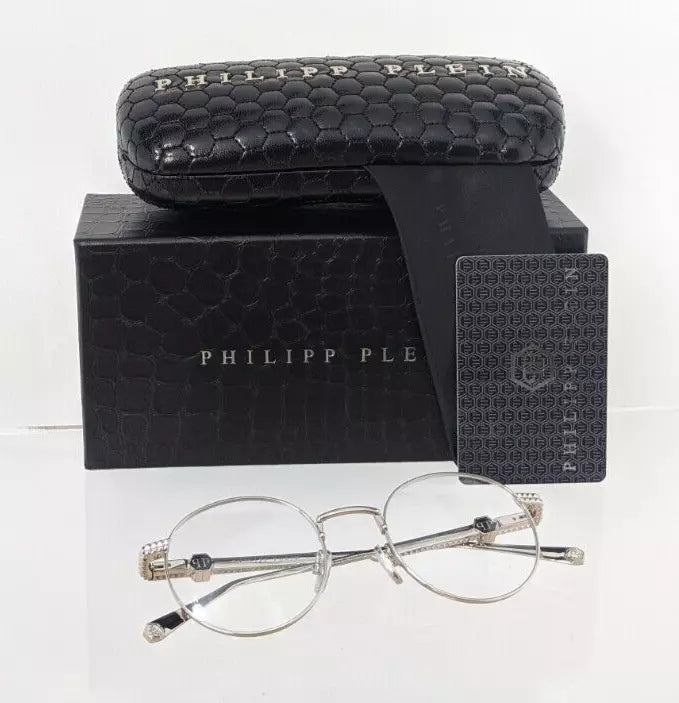 New Authentic Philipp Plein Eyeglasses VPP 061 Col 0579 Silver VP061 Glam sunset