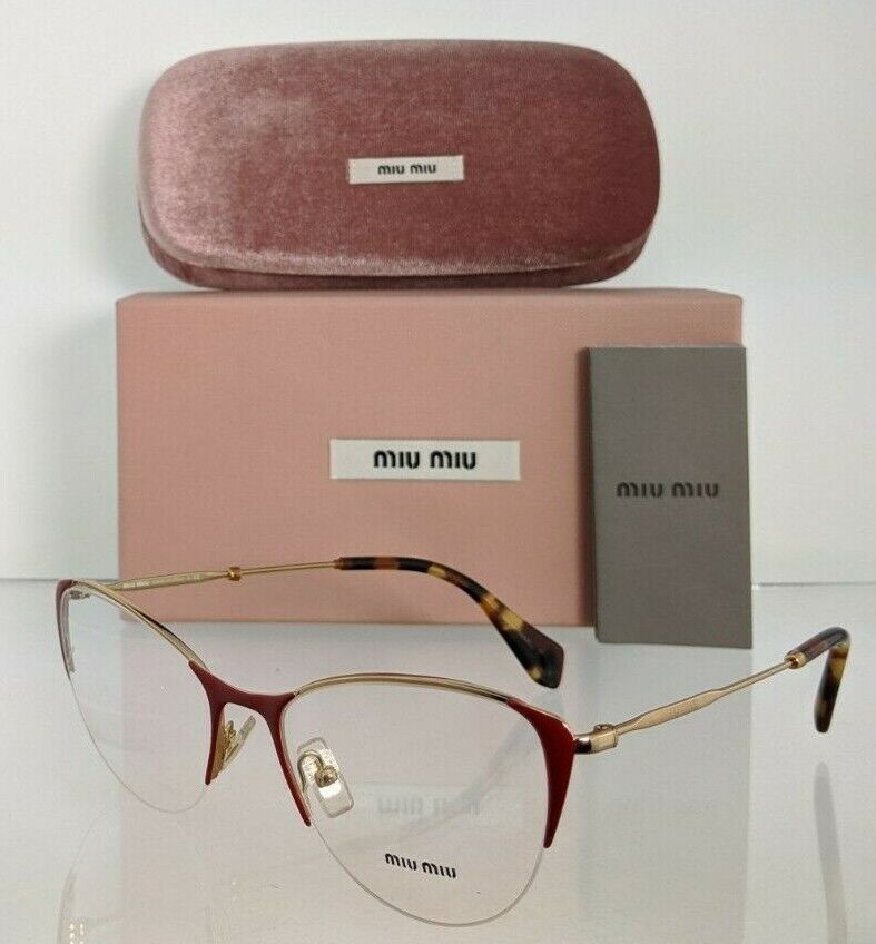 Brand New Authentic Miu Miu Eyeglasses VMU 50P USP - 1O1 Red & Gold Frame