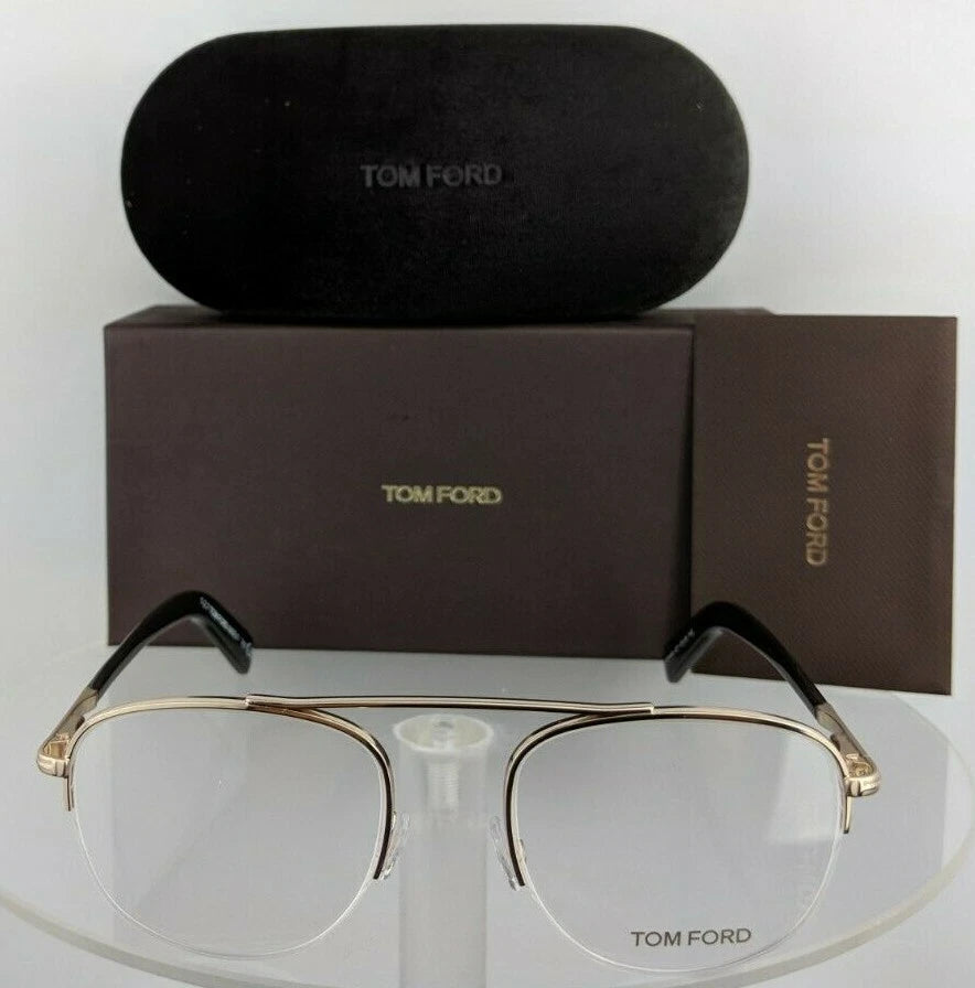 Brand New Authentic Tom Ford Eyeglasses FT TF 5450 028 49mm Gold Black Frame