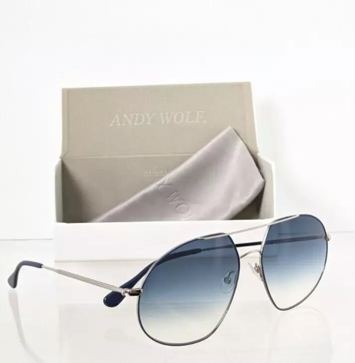 New Authentic Andy Wolf Sunglasses QUINCY Col. G Navy & Silver 61mm Austria