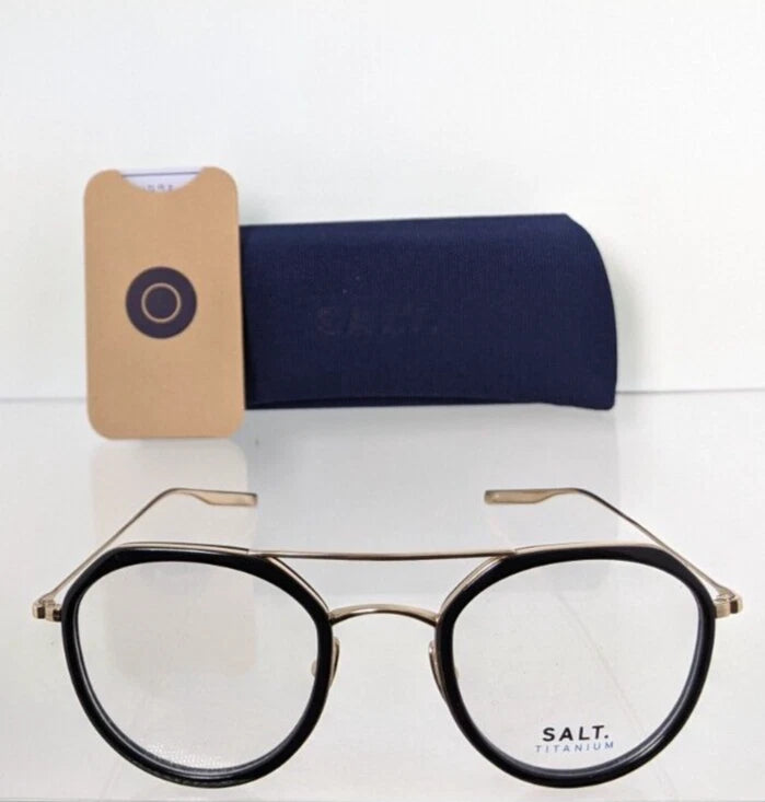 Brand New Authentic SALT Eyeglasses DIBERGI HG 50mm Black Gold Frame