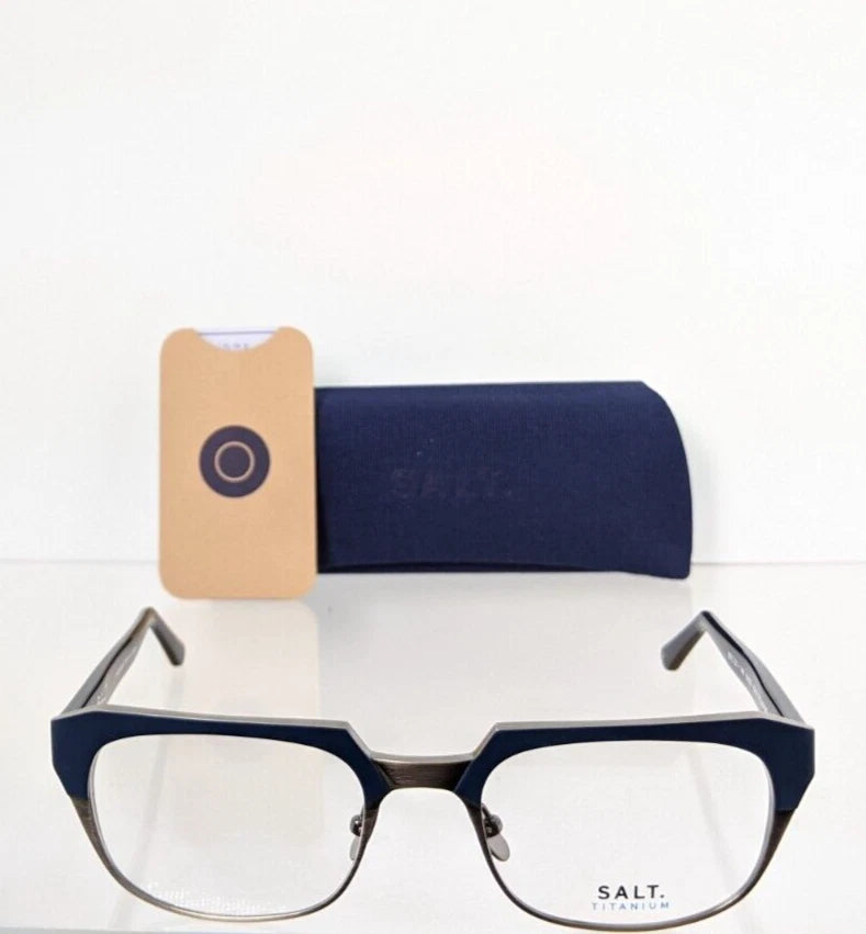 Brand New Authentic SALT Eyeglasses KNOX IBAS 55mm Navy & Silver Frame