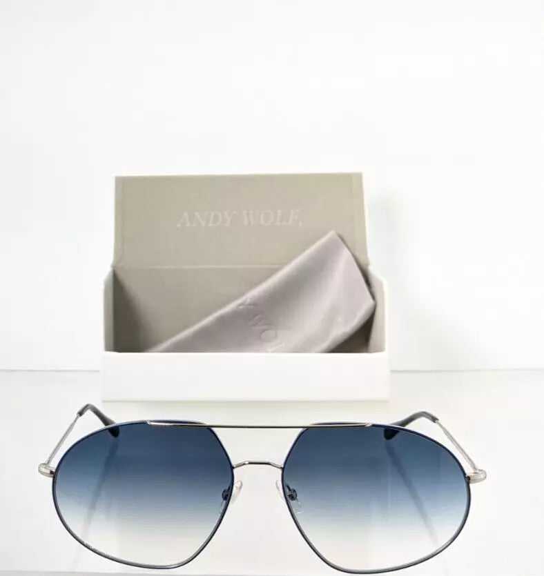 New Authentic Andy Wolf Sunglasses QUINCY Col. G Navy & Silver 61mm Austria