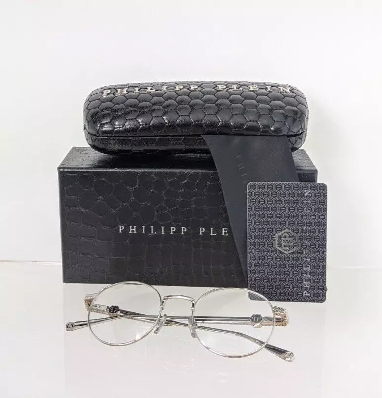 New Authentic Philipp Plein Eyeglasses VPP 061 Col 0579 Silver VP061 Glam sunset