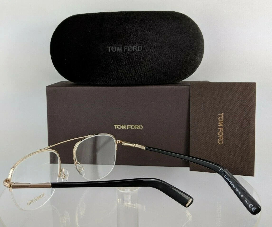 Brand New Authentic Tom Ford Eyeglasses FT TF 5450 028 49mm Gold Black Frame