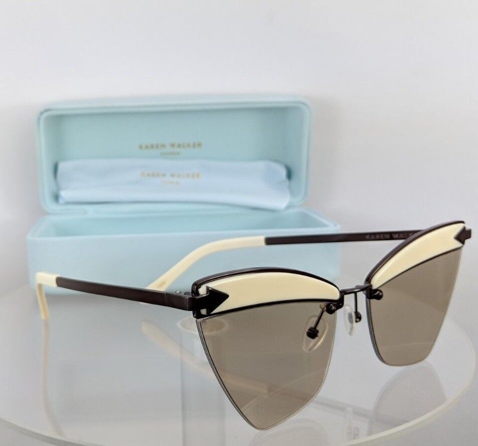 Brand New Authentic Karen Walker Sunglasses SADIE White Dark Brown 59mm Frame