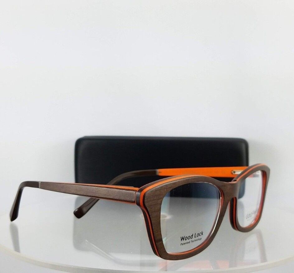 Brand New Authentic Gold and Wood ELECTRA 02 52mm Brown Orange Frame