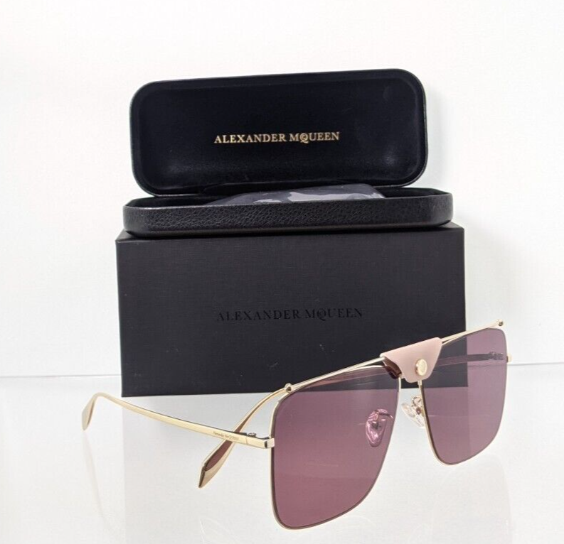 Brand New Authentic Alexander McQueen Sunglasses MQ 0318 Gold 002 58mm Frame