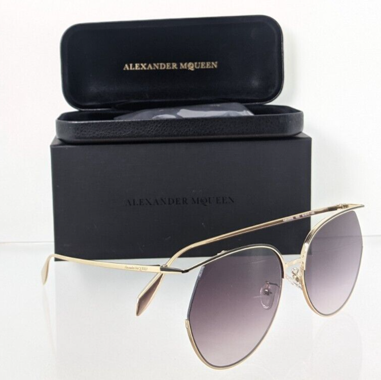 Brand New Authentic Alexander McQueen Sunglasses AM 0255 Gold 002 61mm Frame