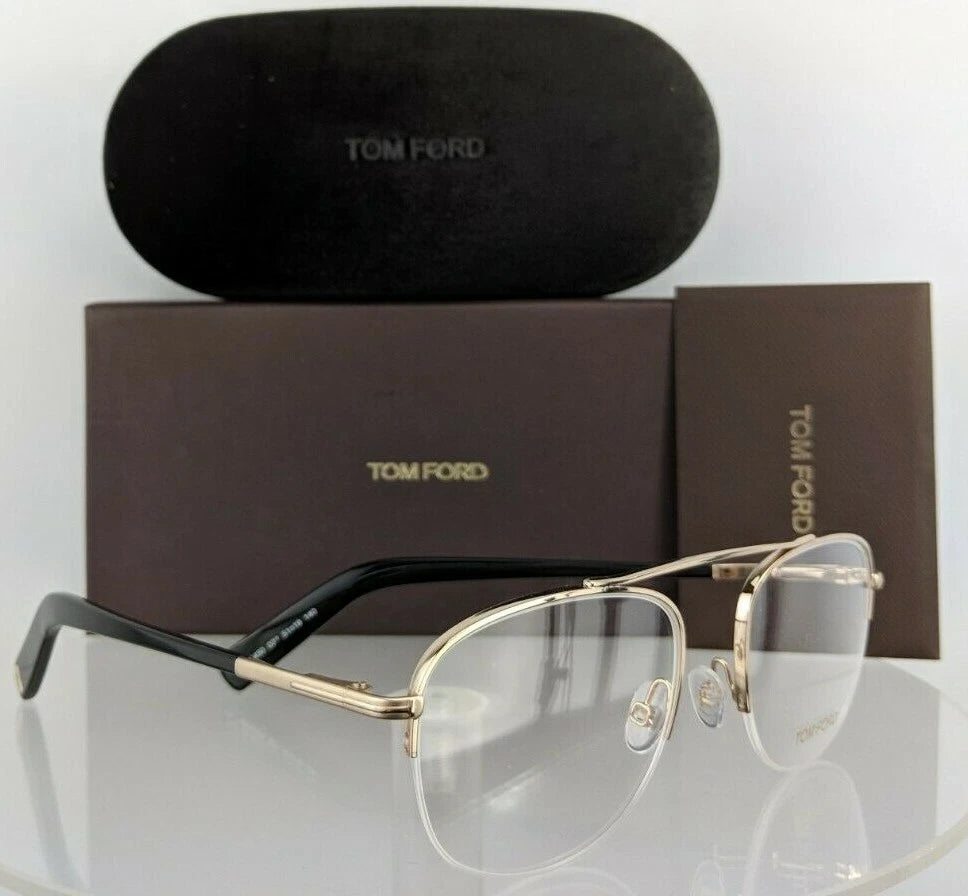 Brand New Authentic Tom Ford Eyeglasses FT TF 5450 028 49mm Gold Black Frame