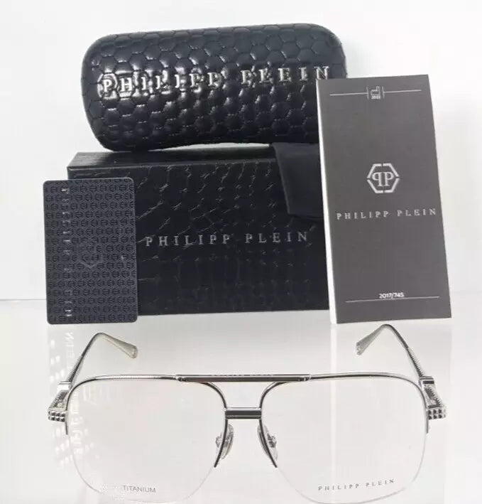 Brand New Authentic Philipp Plein Eyeglasses VPP 063 Col 0700 Silver VP063 Frame