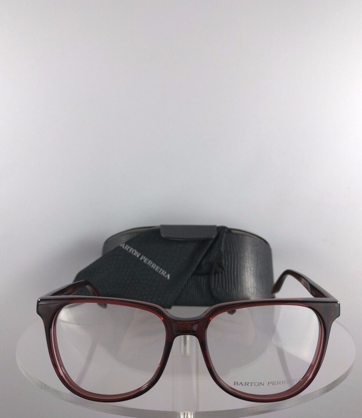 Brand New Authentic Barton Perreira Eyeglasses Novak SBR Burgundy Transparent