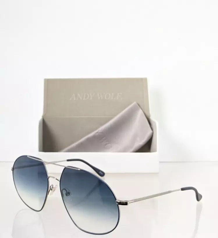 New Authentic Andy Wolf Sunglasses QUINCY Col. G Navy & Silver 61mm Austria