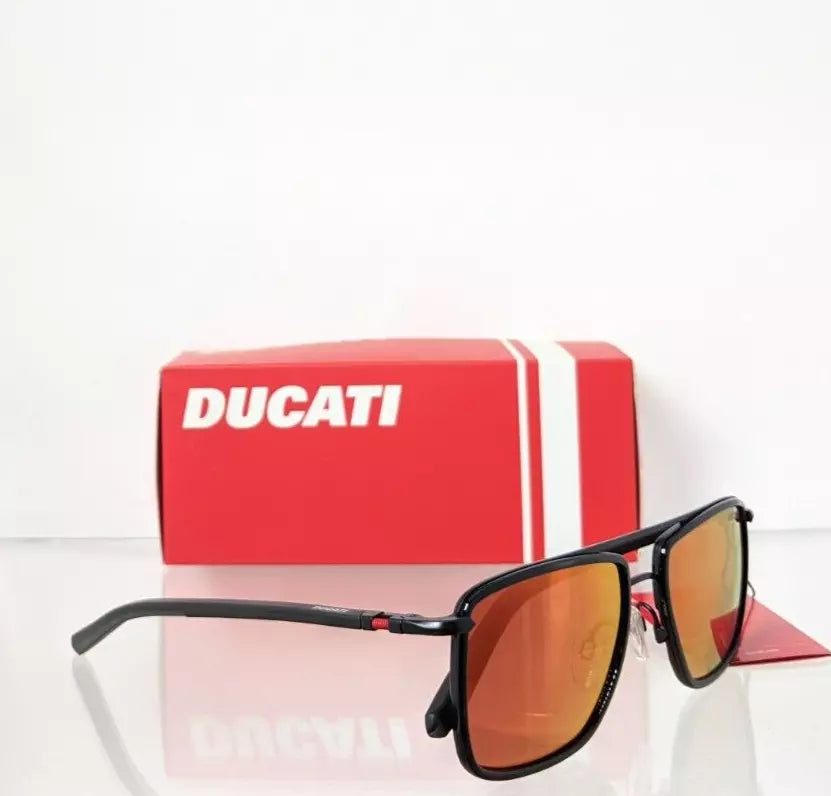 Brand New Authentic DUCATI Sunglasses DA 7002 002 56mm Black Red Iridium Frame